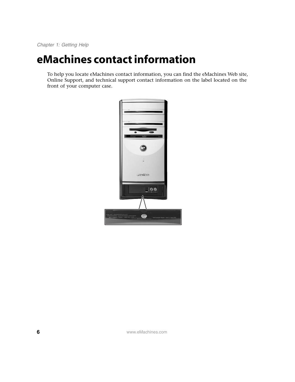 Emachines contact information | eMachines 13 User Manual | Page 12 / 96