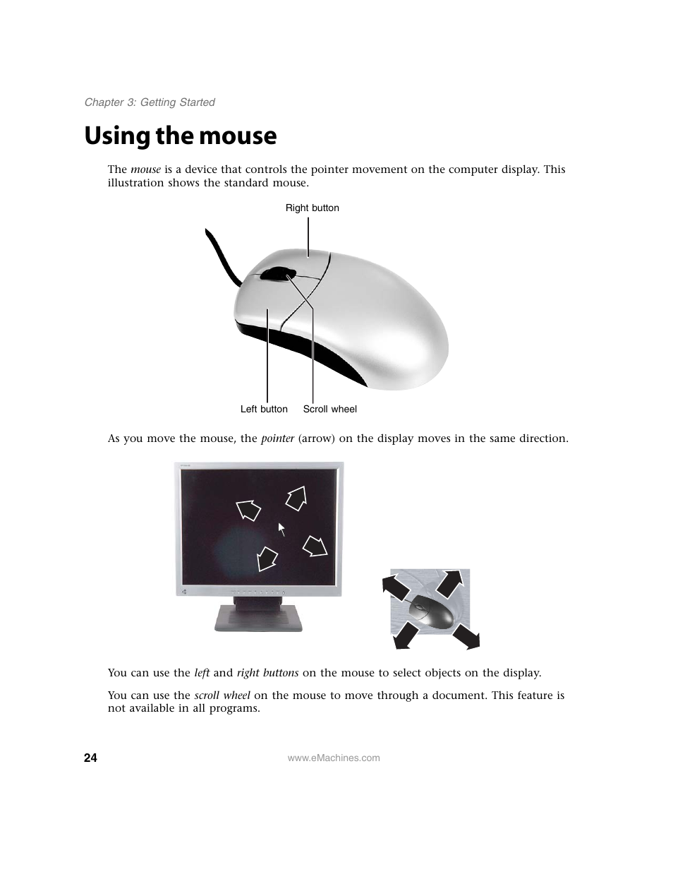 Using the mouse | eMachines 13 User Manual | Page 30 / 96