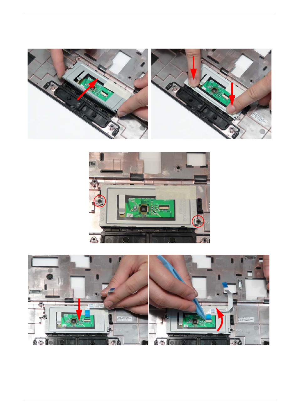 Replacing the touchpad bracket | eMachines G630 User Manual | Page 106 / 198