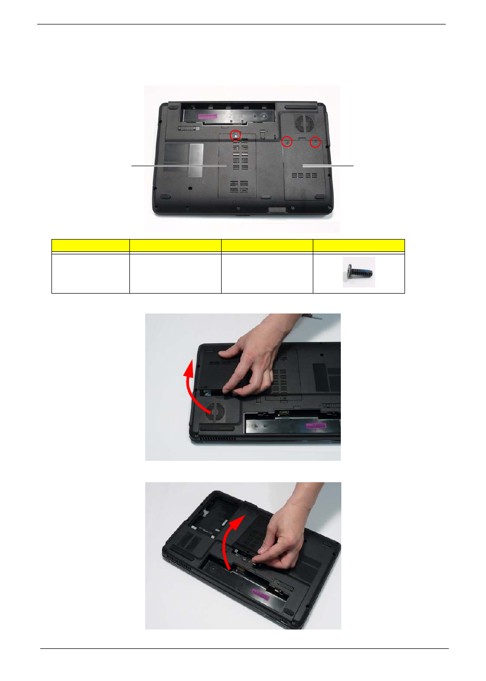 Removing the lower covers | eMachines G630 User Manual | Page 52 / 198