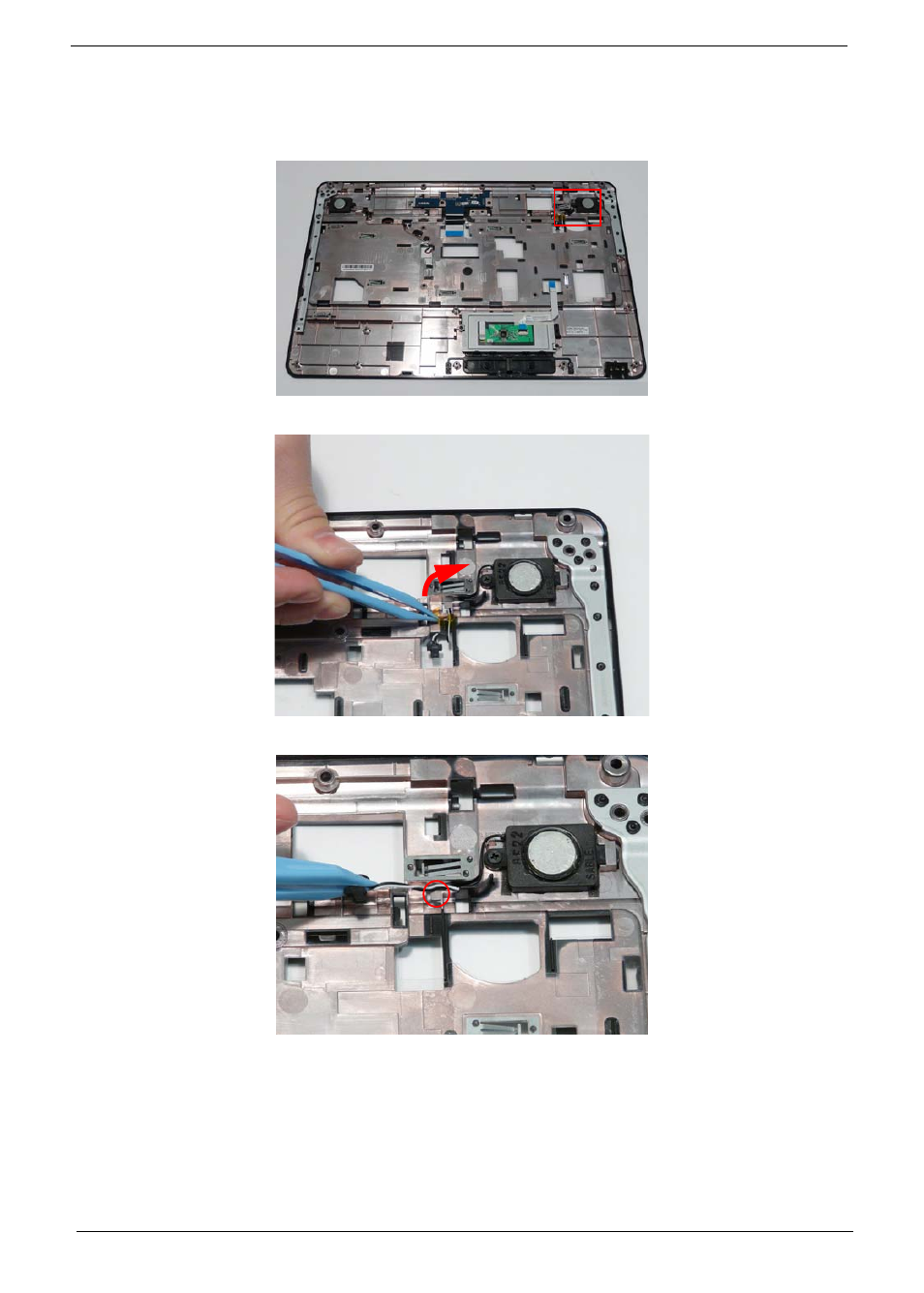Removing the left speaker module | eMachines G630 User Manual | Page 72 / 198
