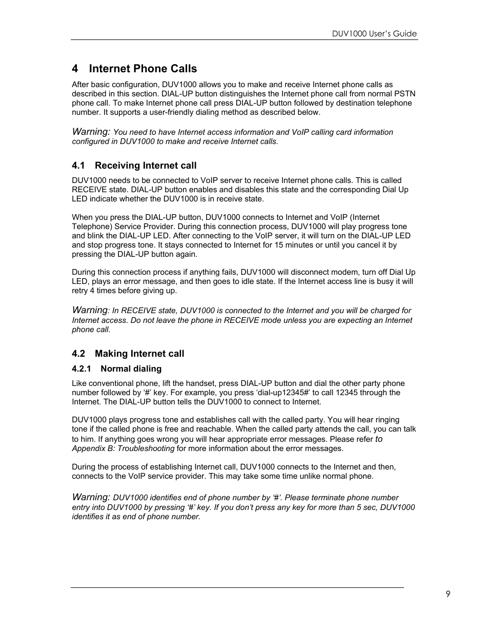 4 internet phone calls | eMachines DUV1000 User Manual | Page 9 / 24