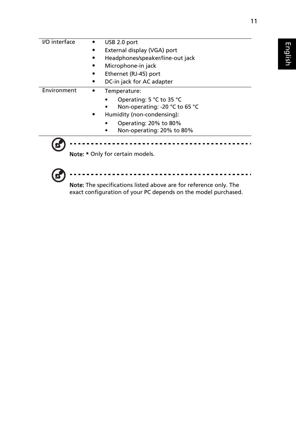 eMachines G625 Series User Manual | Page 11 / 11