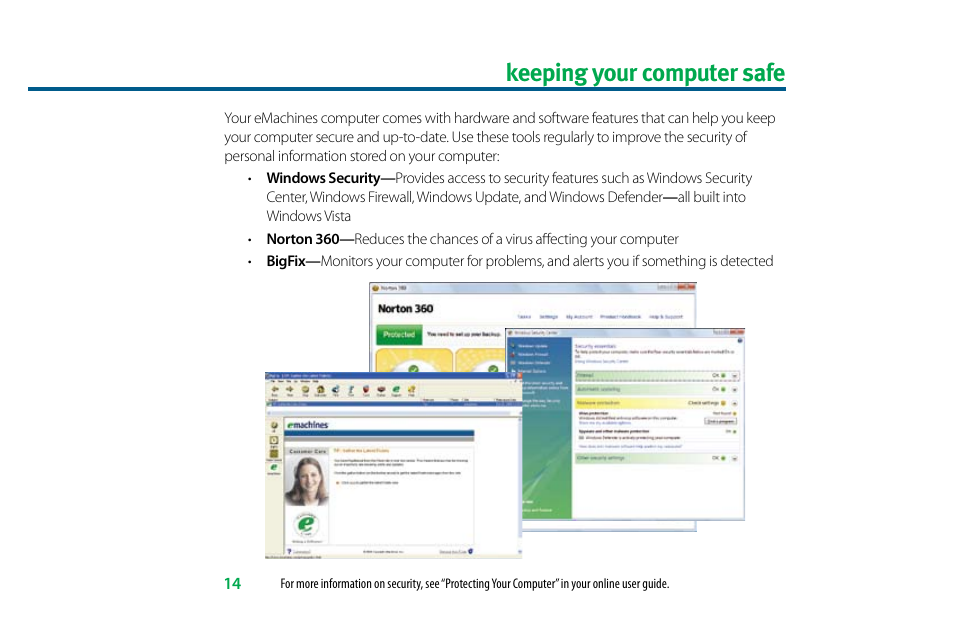 Keeping your computer safe | eMachines 8513036R User Manual | Page 14 / 24