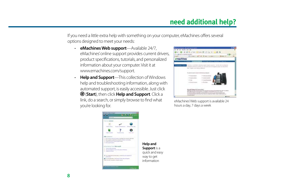 Need additional help | eMachines 8513036R User Manual | Page 8 / 24