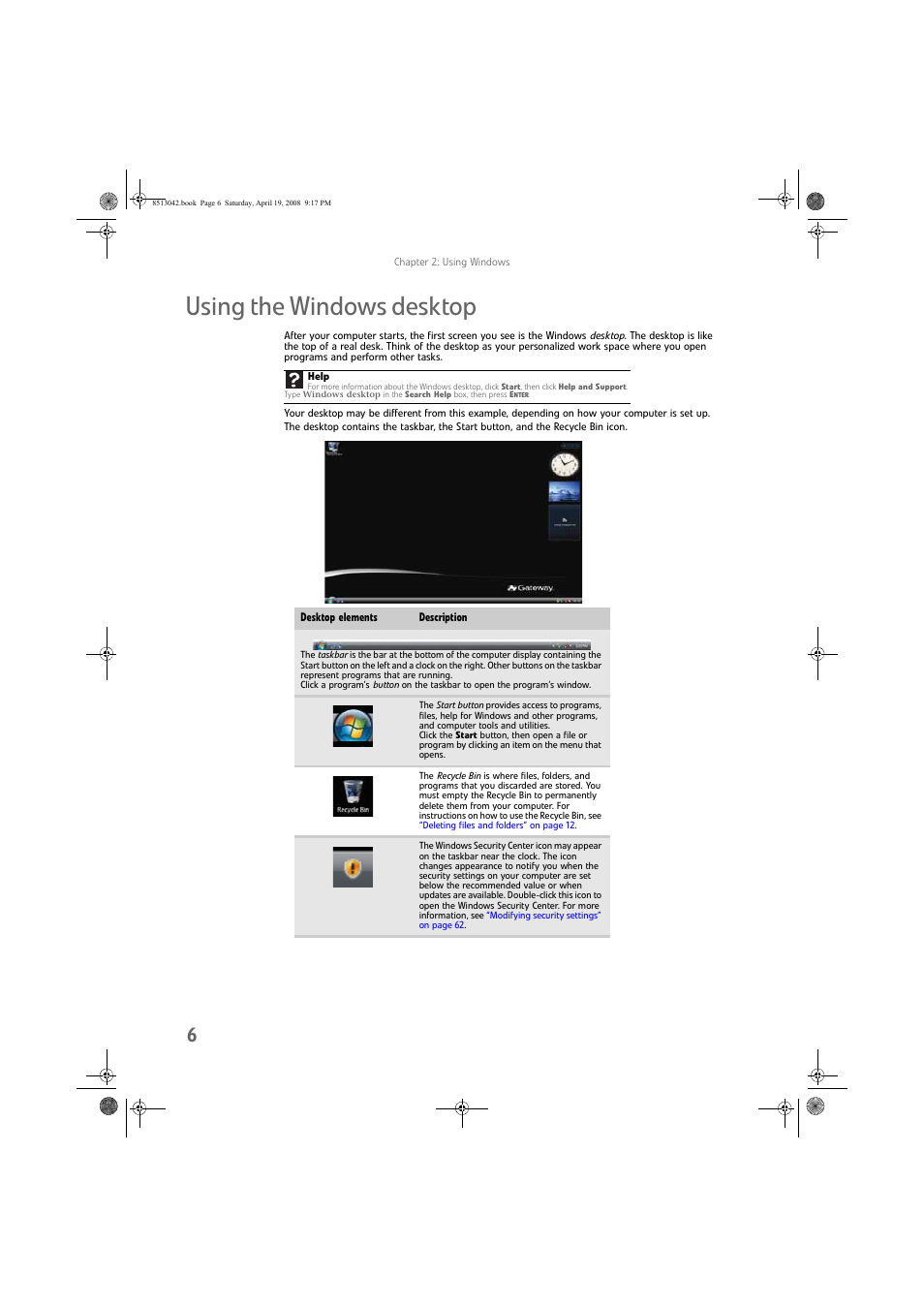 Using the windows desktop | eMachines 8513042 User Manual | Page 12 / 96