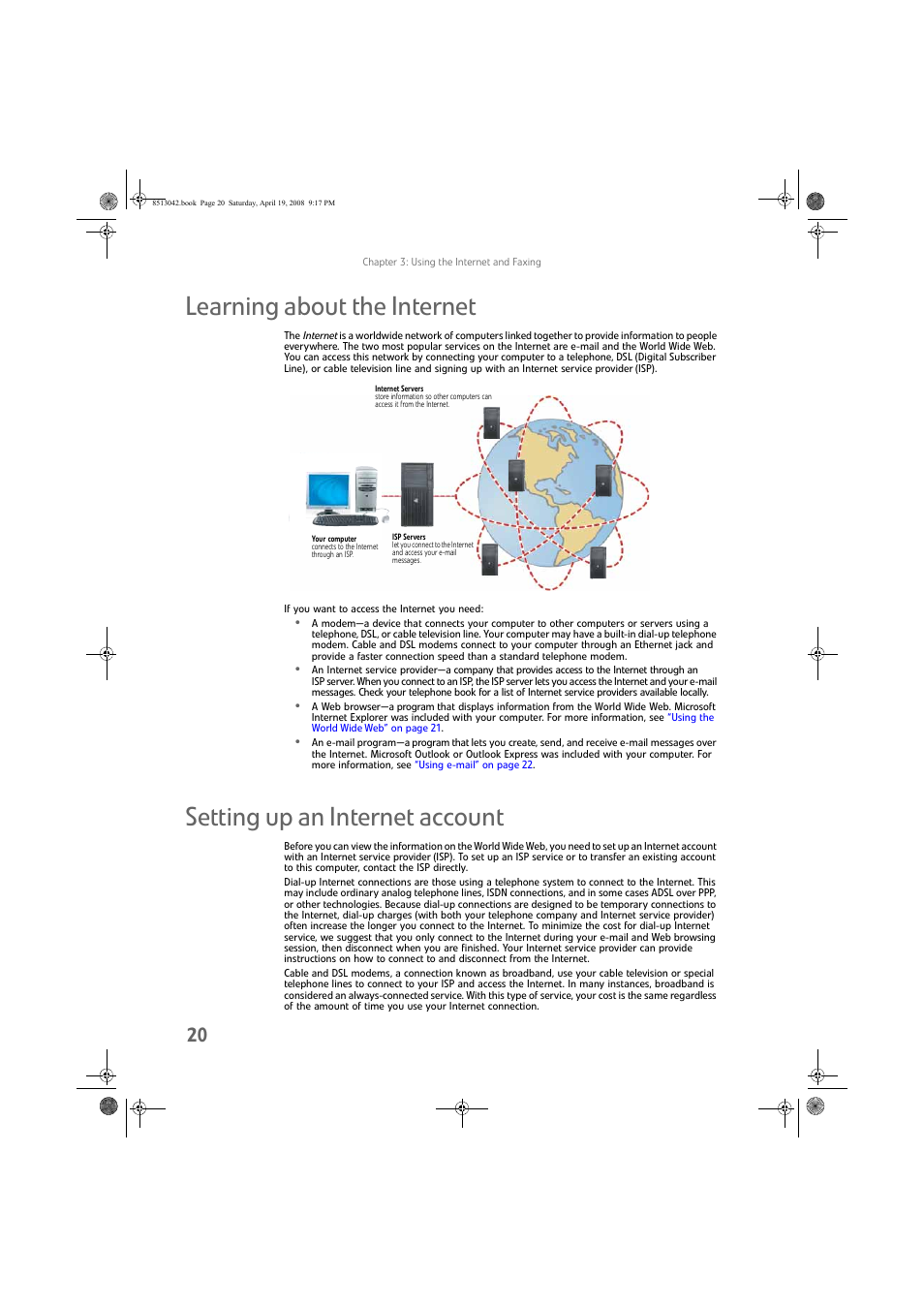 Learning about the internet, Setting up an internet account | eMachines 8513042 User Manual | Page 26 / 96