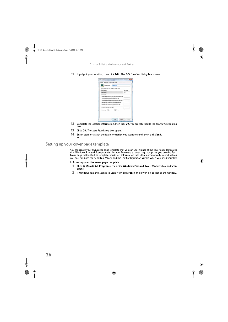 Setting up your cover page template | eMachines 8513042 User Manual | Page 32 / 96