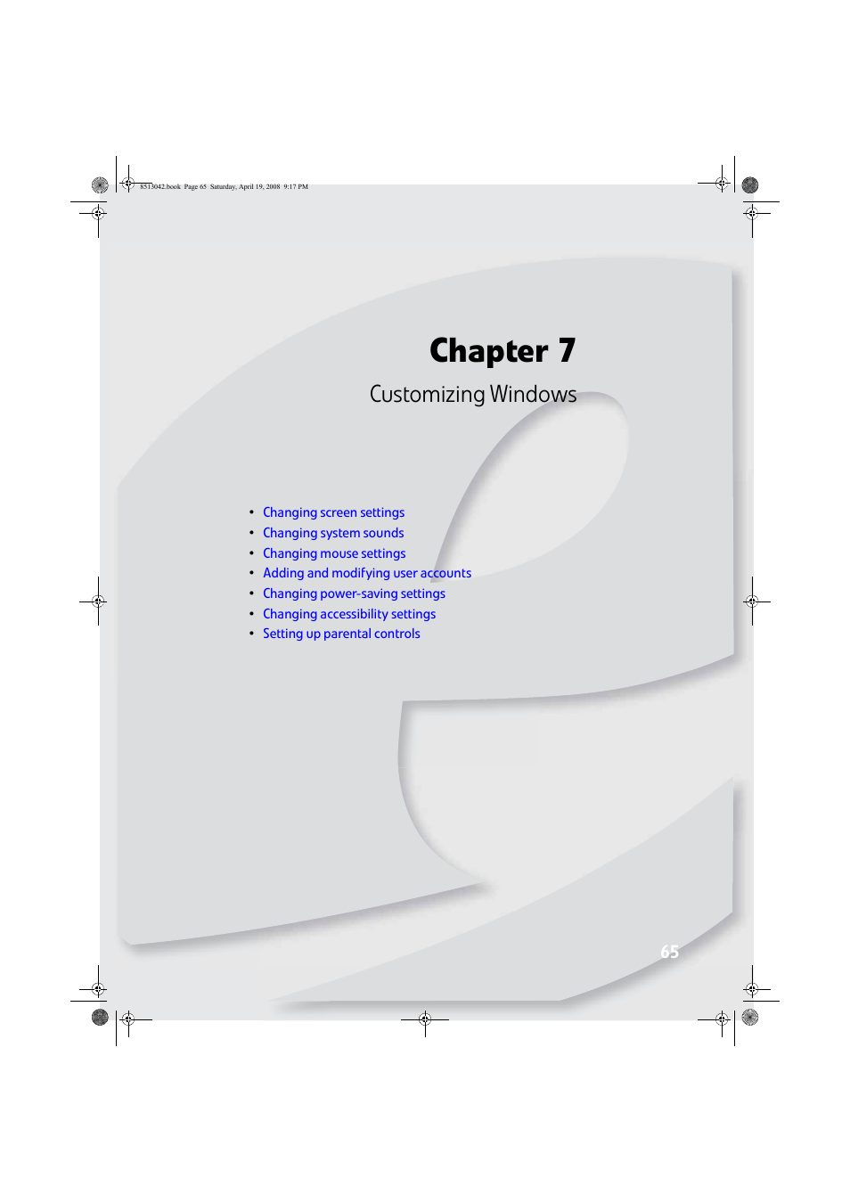 Customizing windows, Chapter 7 | eMachines 8513042 User Manual | Page 71 / 96