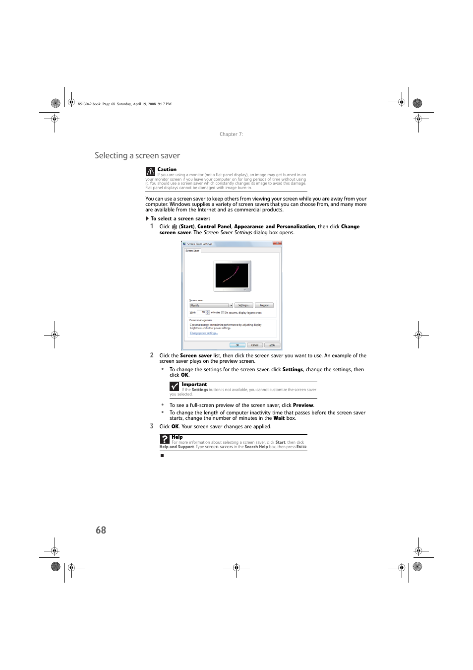 Selecting a screen saver, To select a screen saver | eMachines 8513042 User Manual | Page 74 / 96