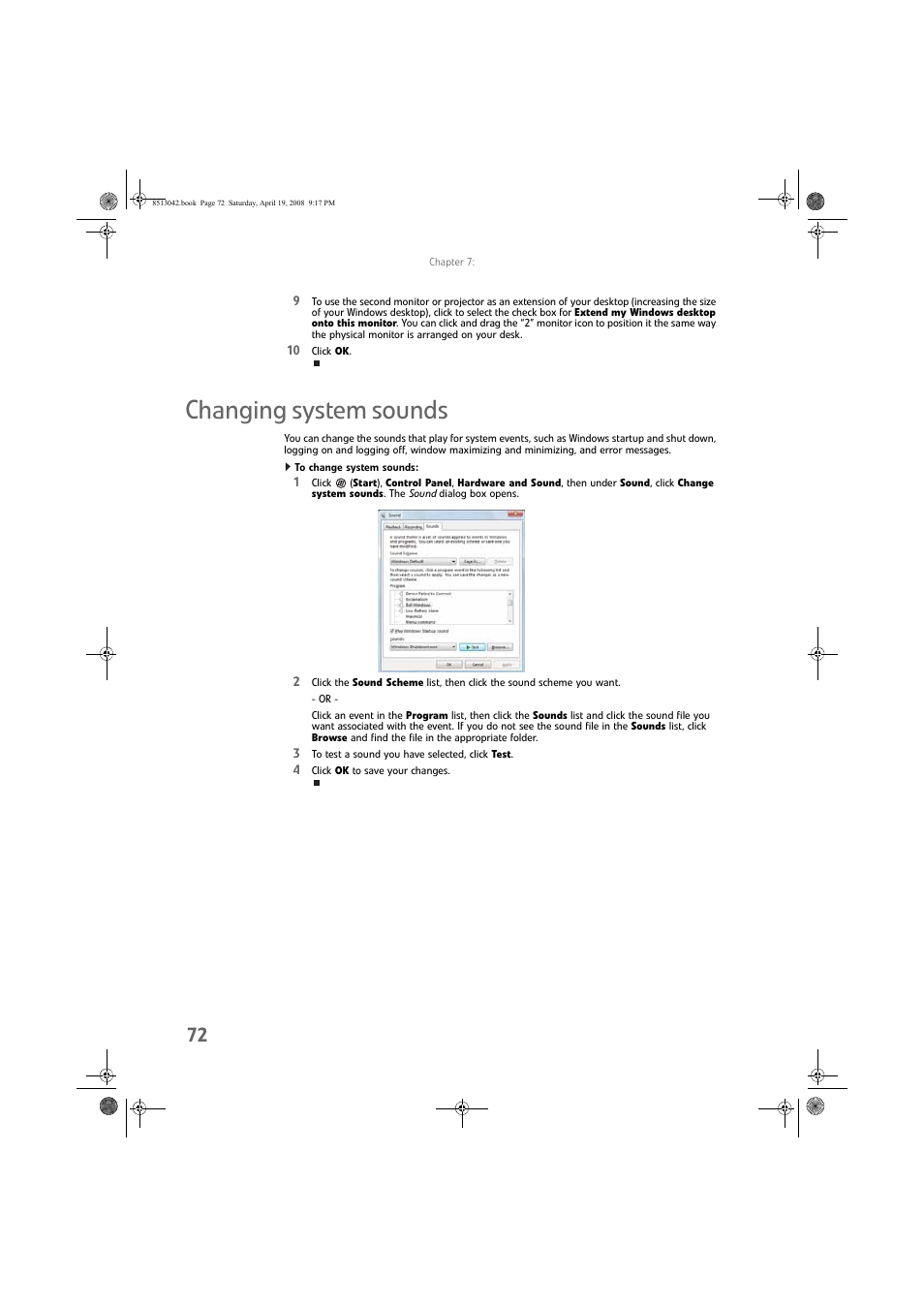 Changing system sounds, To change system sounds | eMachines 8513042 User Manual | Page 78 / 96