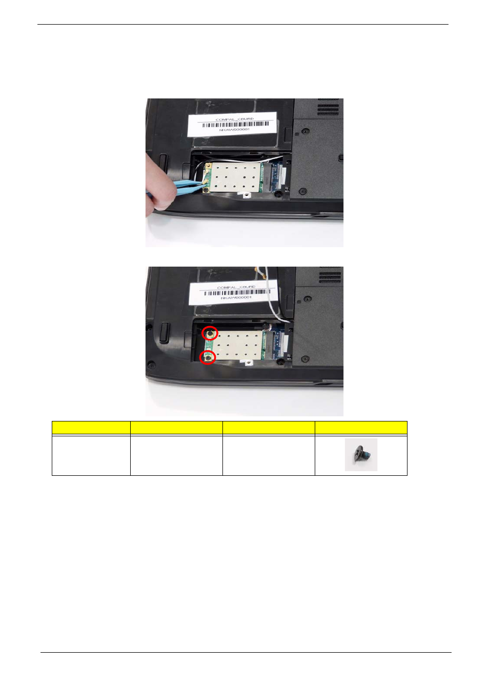 Removing the wlan module | eMachines D720 User Manual | Page 58 / 174