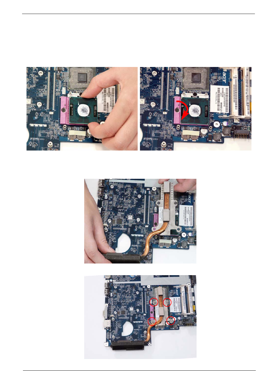 Main module reassembly procedure, Replacing the cpu replacing the thermal module | eMachines D720 User Manual | Page 99 / 174