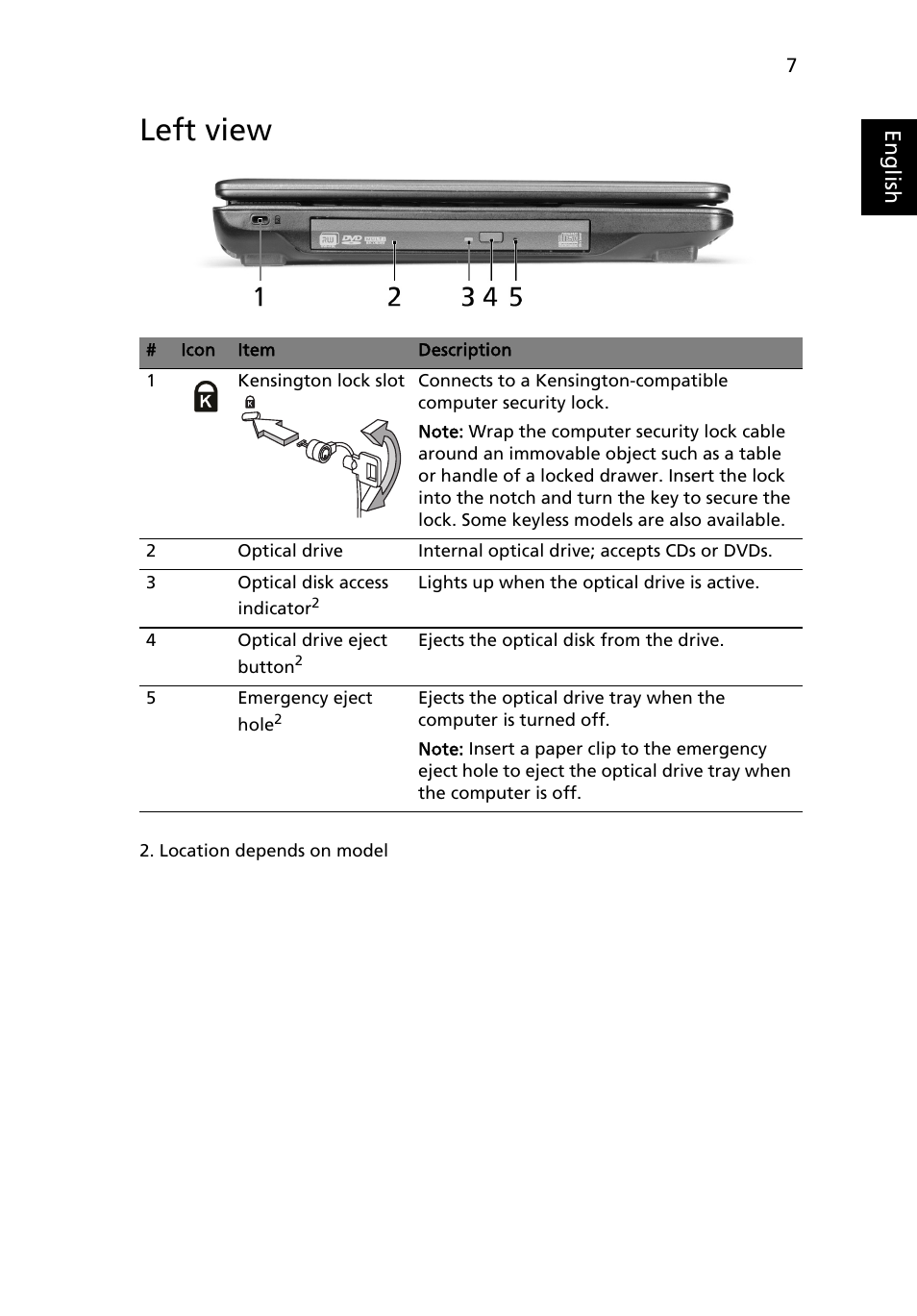 Left view | eMachines D620 User Manual | Page 7 / 11
