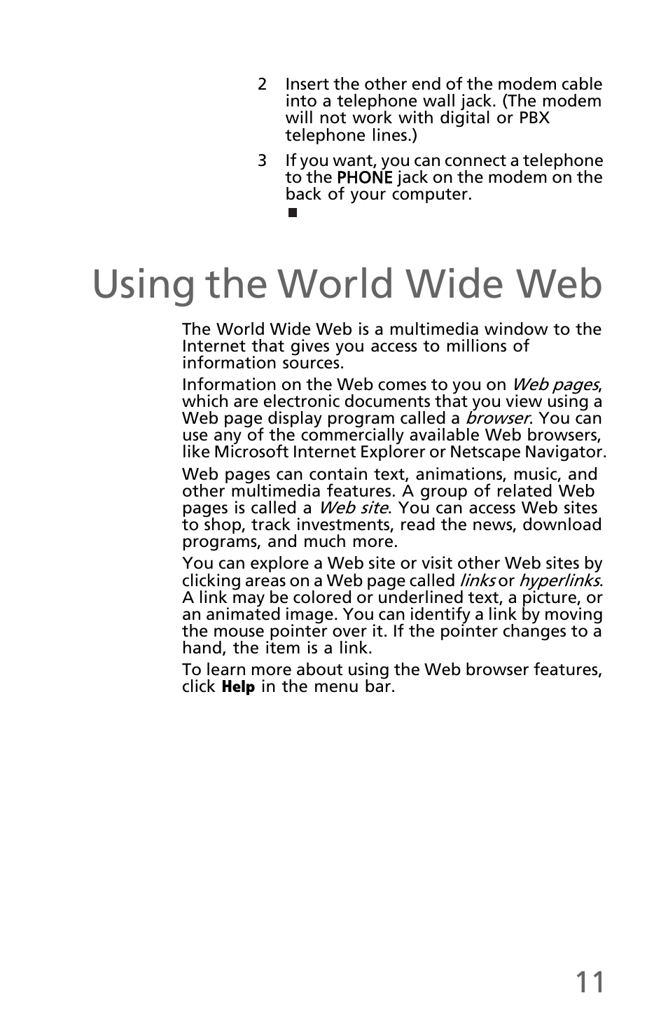 Using the world wide web | eMachines EM001 User Manual | Page 21 / 69