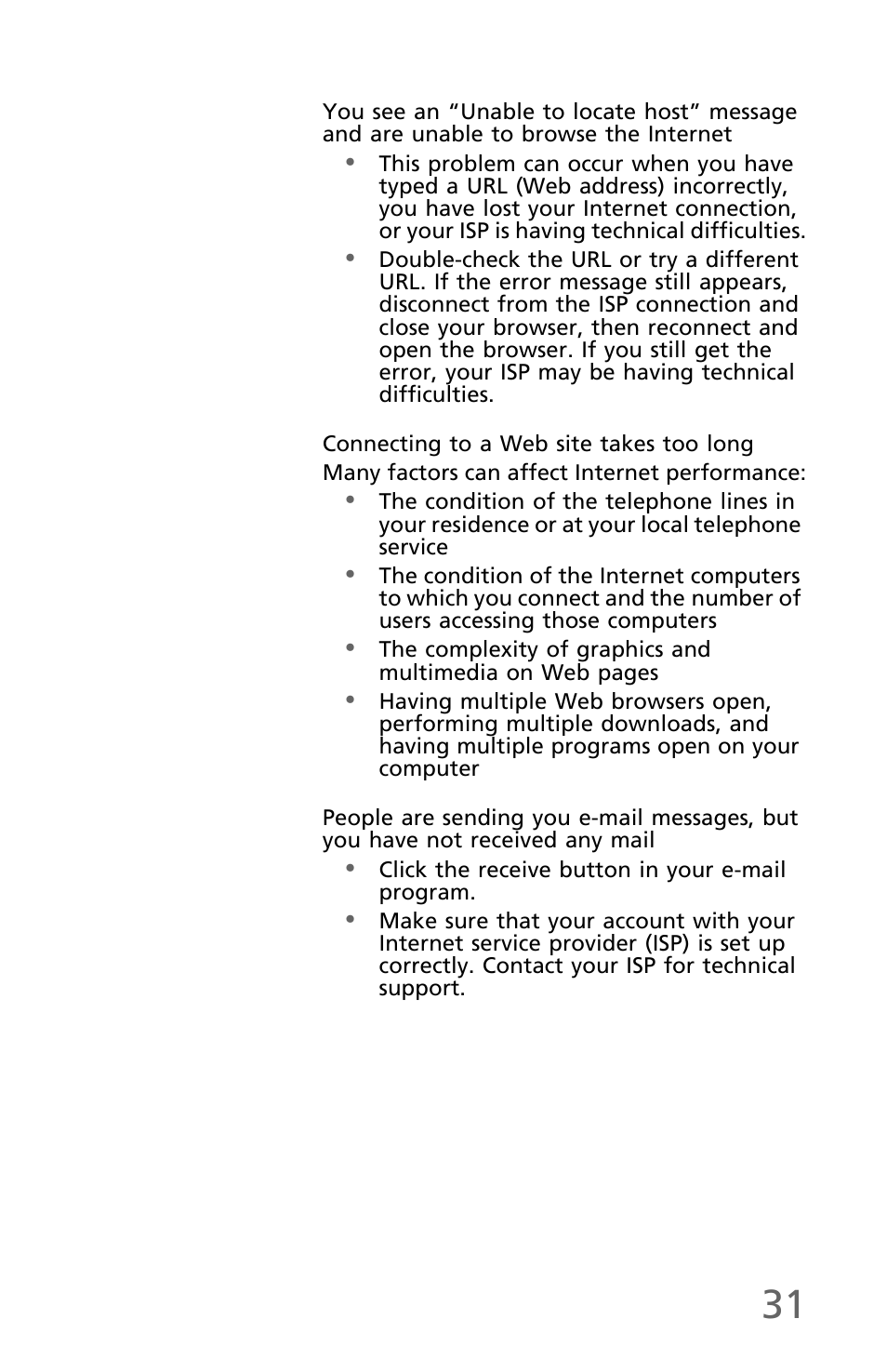 Connecting to a web site takes too long | eMachines EM001 User Manual | Page 41 / 69