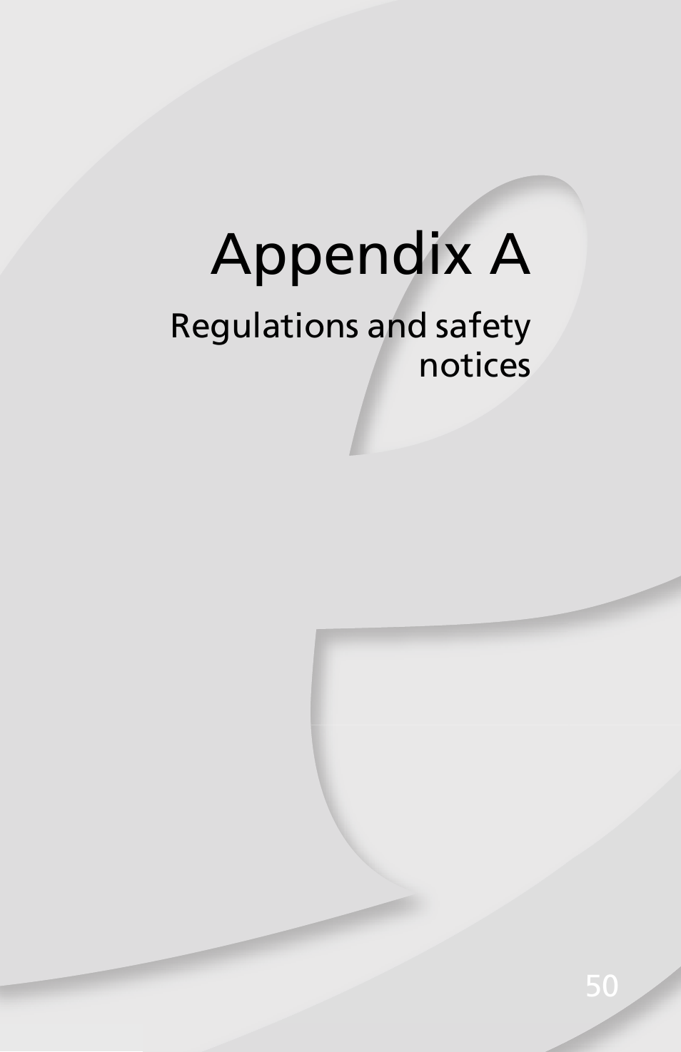 Regulations and safety notices, Appendix a: regulations and safety notices . 50, Appendix a | eMachines EM001 User Manual | Page 60 / 69