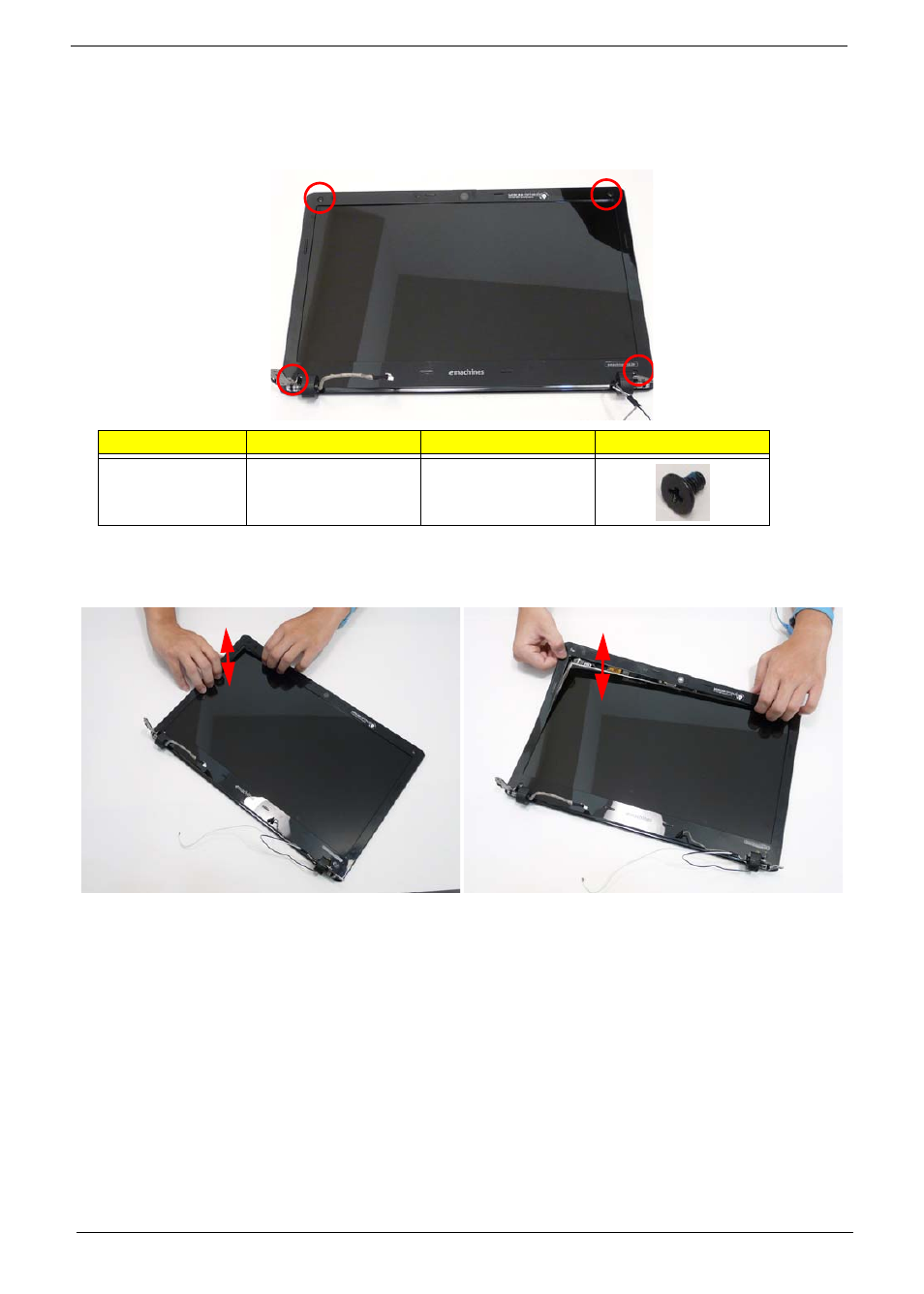 Removing the lcd bezel | eMachines E628 User Manual | Page 100 / 224