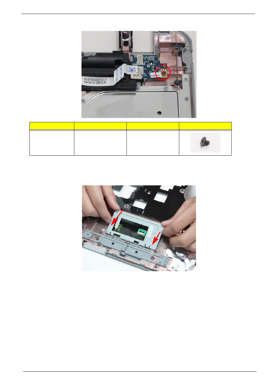 Replacing the touchpad bracket | eMachines E628 User Manual | Page 136 / 224