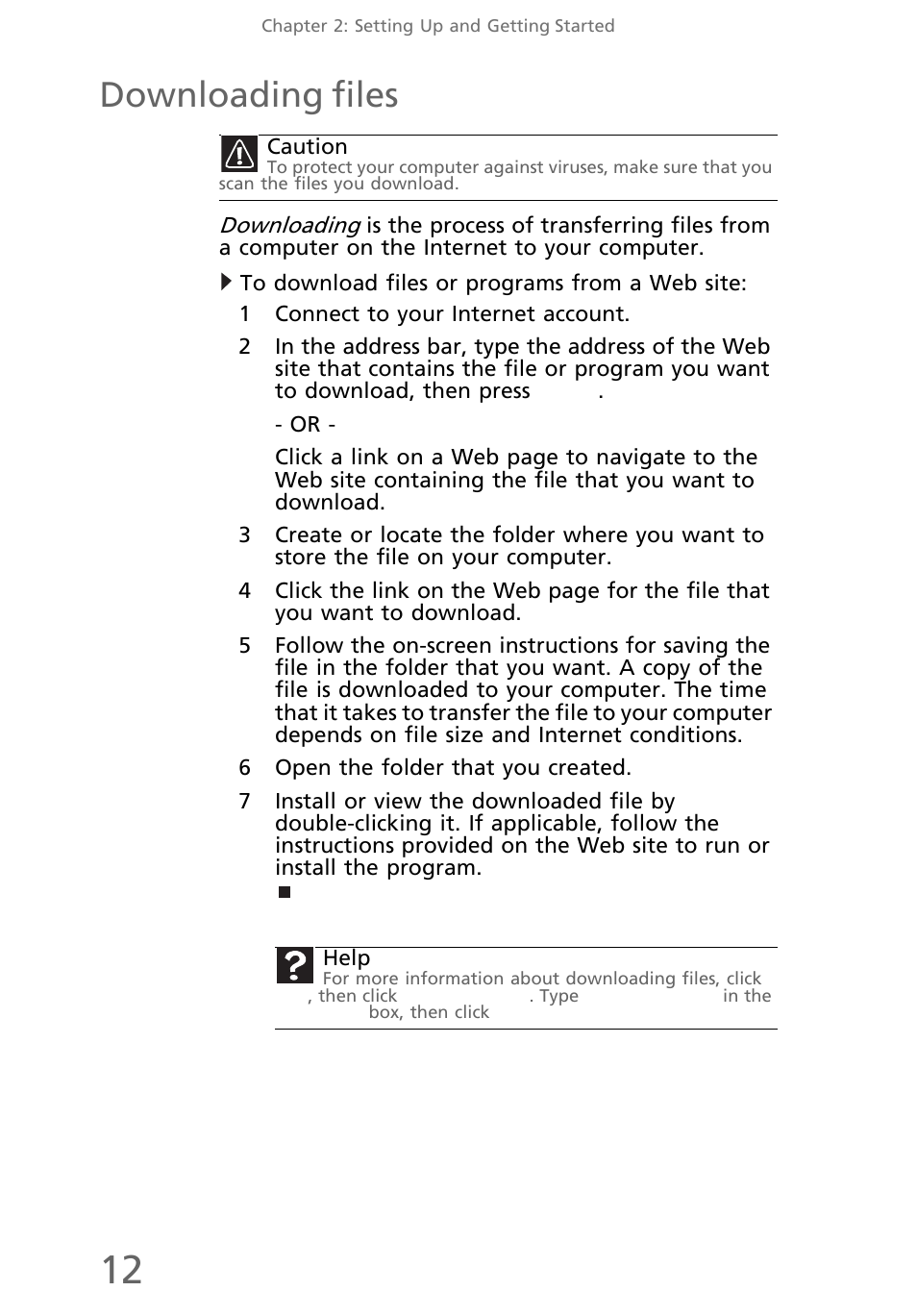 Downloading files, To download files or programs from a web site | eMachines EL1300 User Manual | Page 22 / 80
