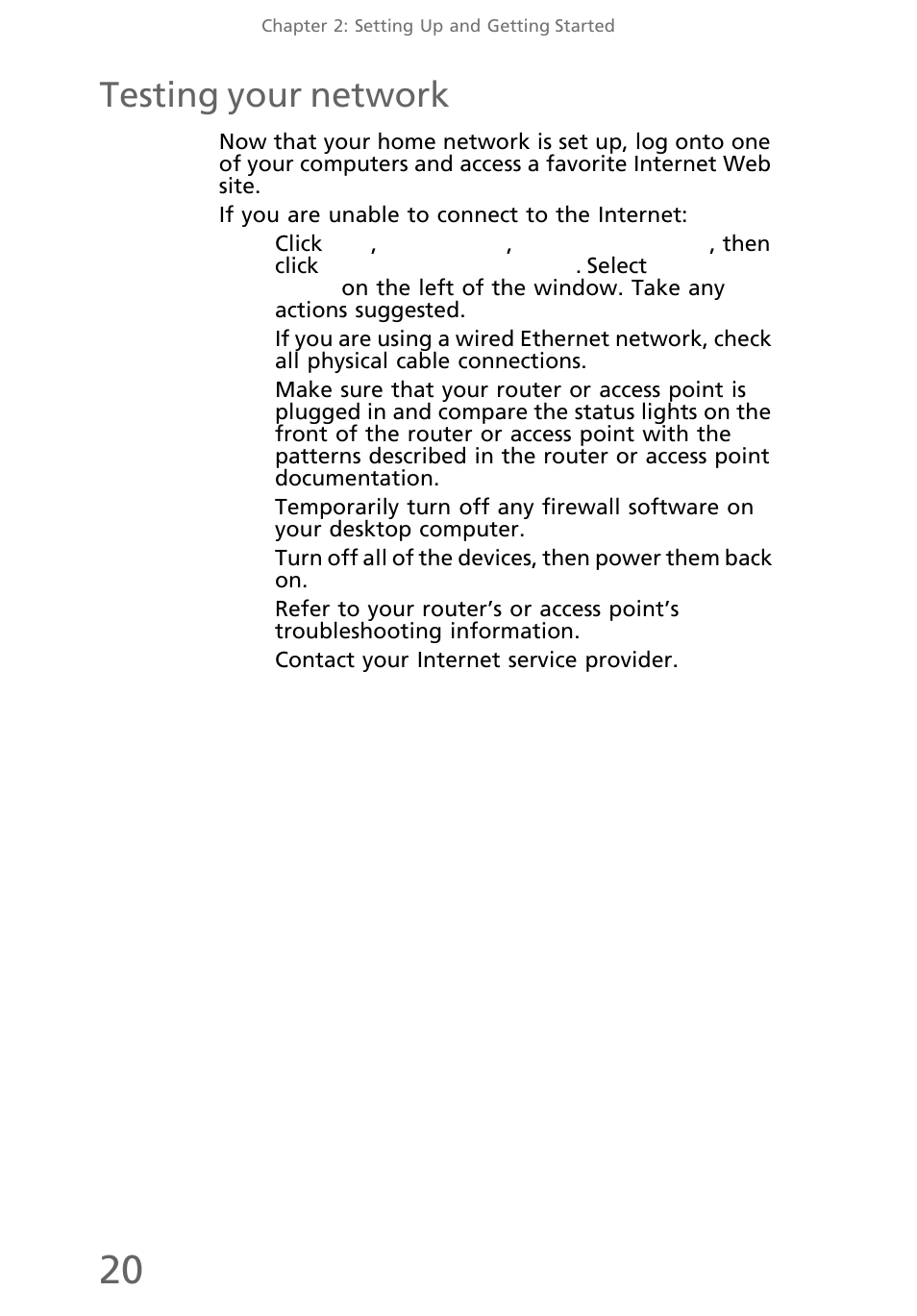 Testing your network | eMachines EL1300 User Manual | Page 30 / 80