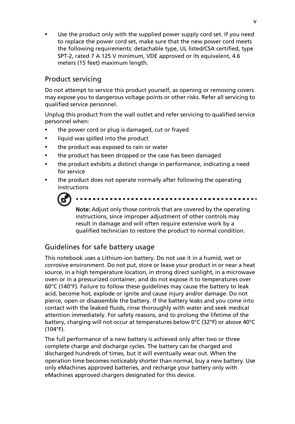 eMachines E510 Series User Manual | Page 5 / 64