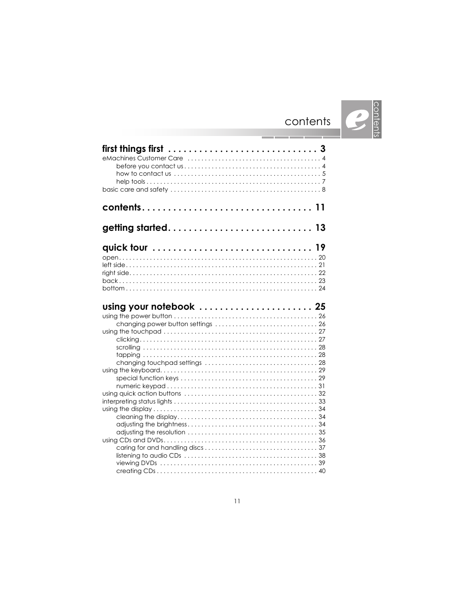 eMachines AAFW53700001K0 User Manual | Page 11 / 77