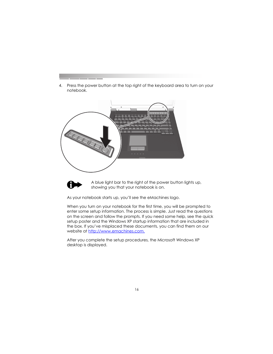 eMachines AAFW53700001K0 User Manual | Page 16 / 77