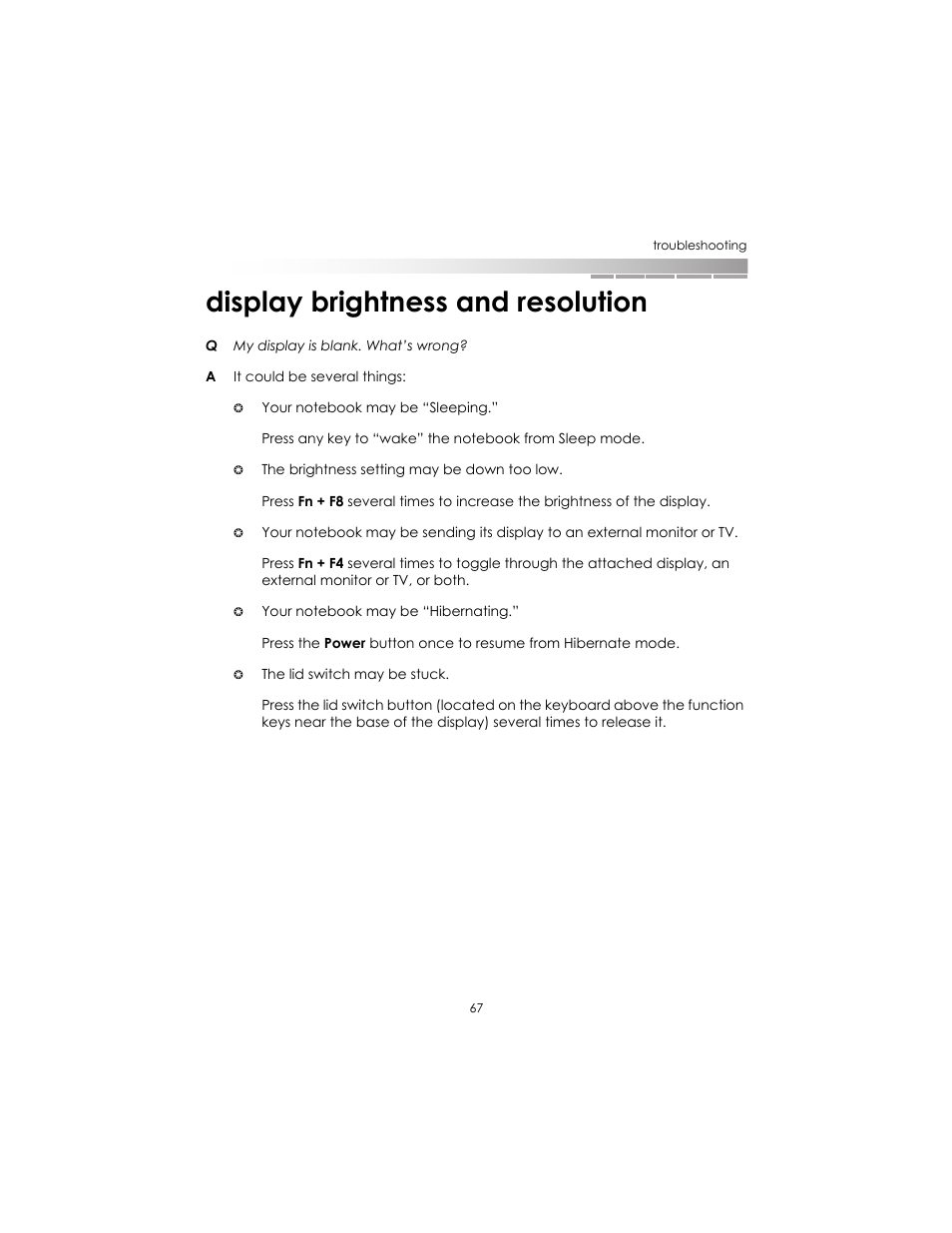 Display brightness and resolution | eMachines AAFW53700001K0 User Manual | Page 66 / 77