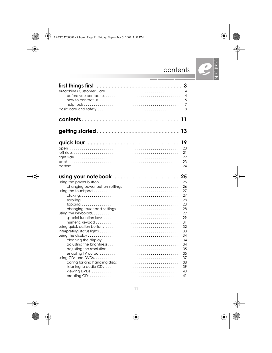 eMachines Notebooks User Manual | Page 11 / 78