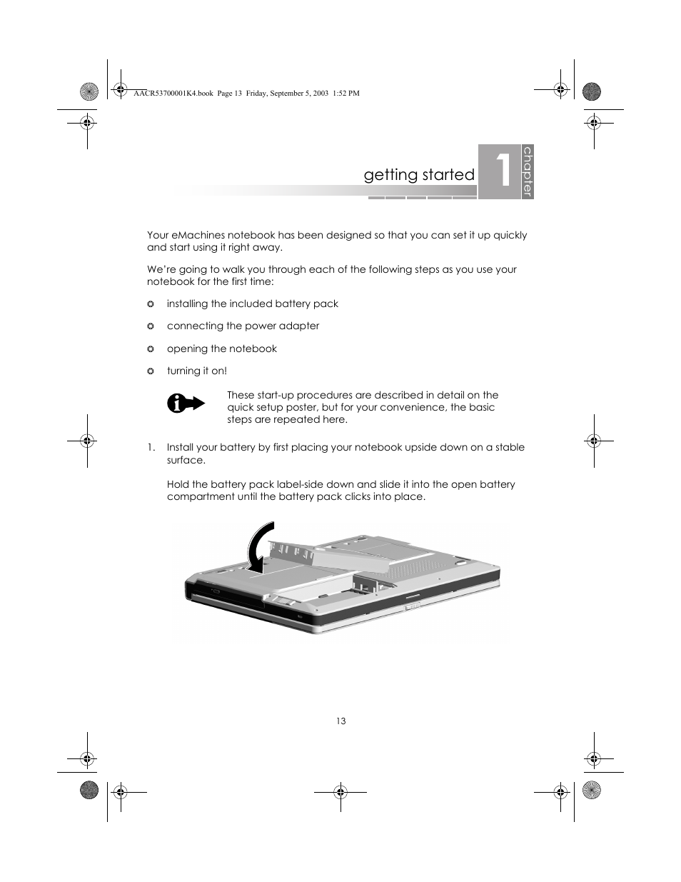 Getting started | eMachines Notebooks User Manual | Page 13 / 78