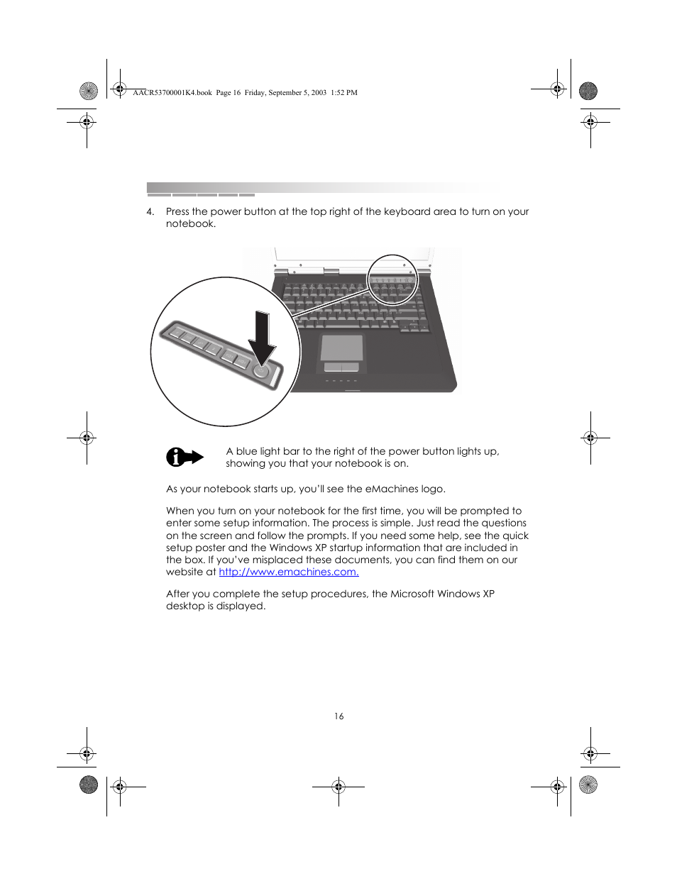 eMachines Notebooks User Manual | Page 16 / 78