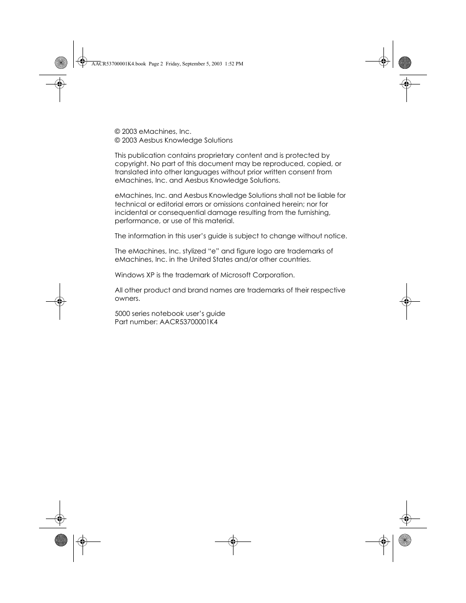 eMachines Notebooks User Manual | Page 2 / 78