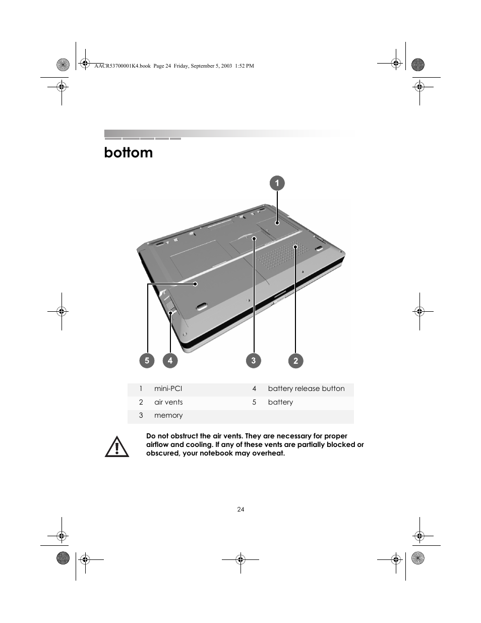 Bottom | eMachines Notebooks User Manual | Page 23 / 78