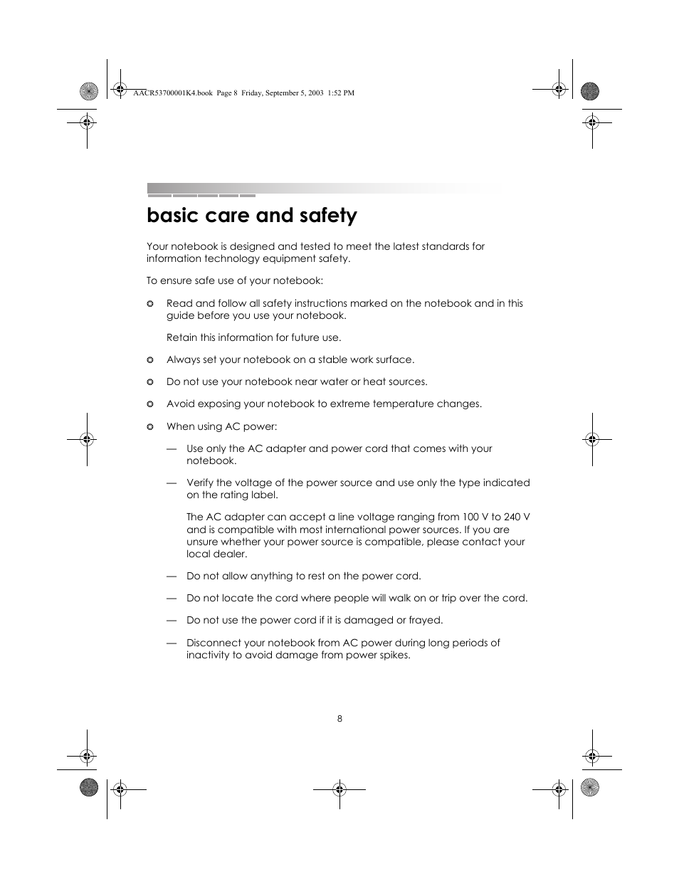 Basic care and safety | eMachines Notebooks User Manual | Page 8 / 78