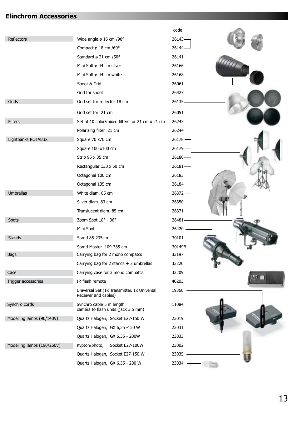 Elinchrom accessories | Elinca BX 100 User Manual | Page 14 / 16