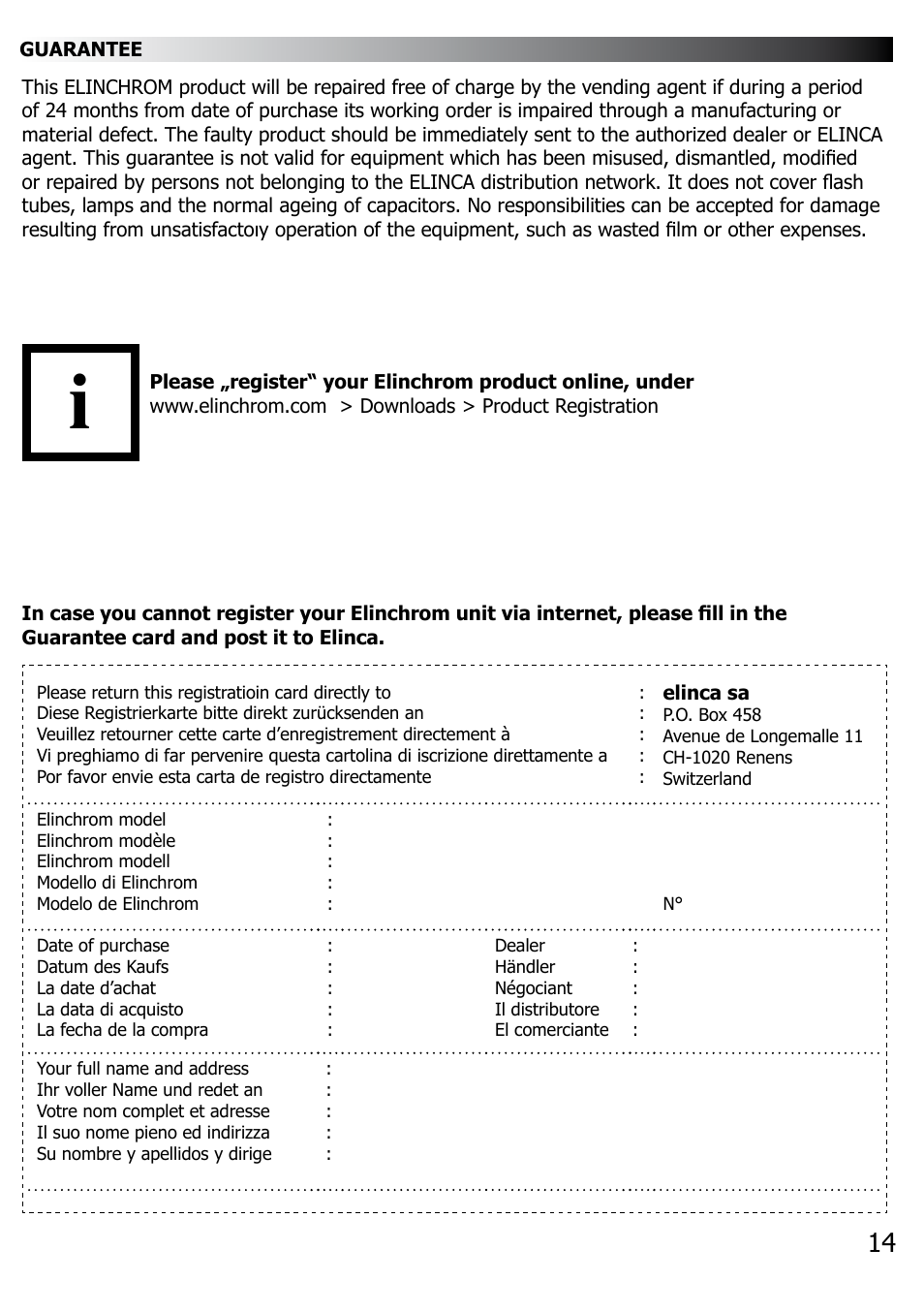 Elinca FX 100 User Manual | Page 15 / 16