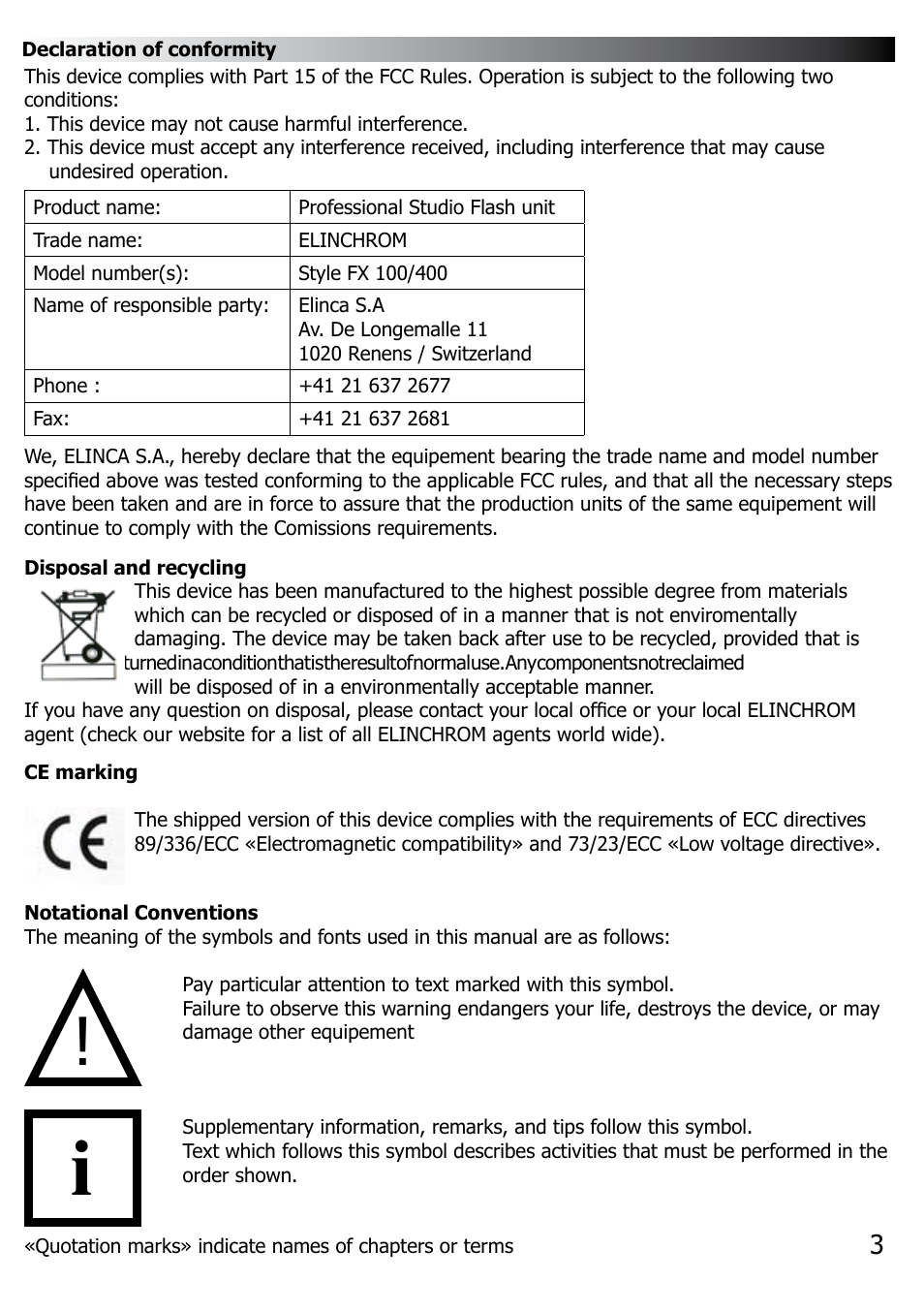 Elinca FX 100 User Manual | Page 4 / 16