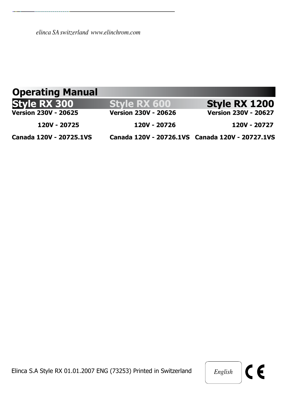 Elinca RX 600 User Manual | 16 pages