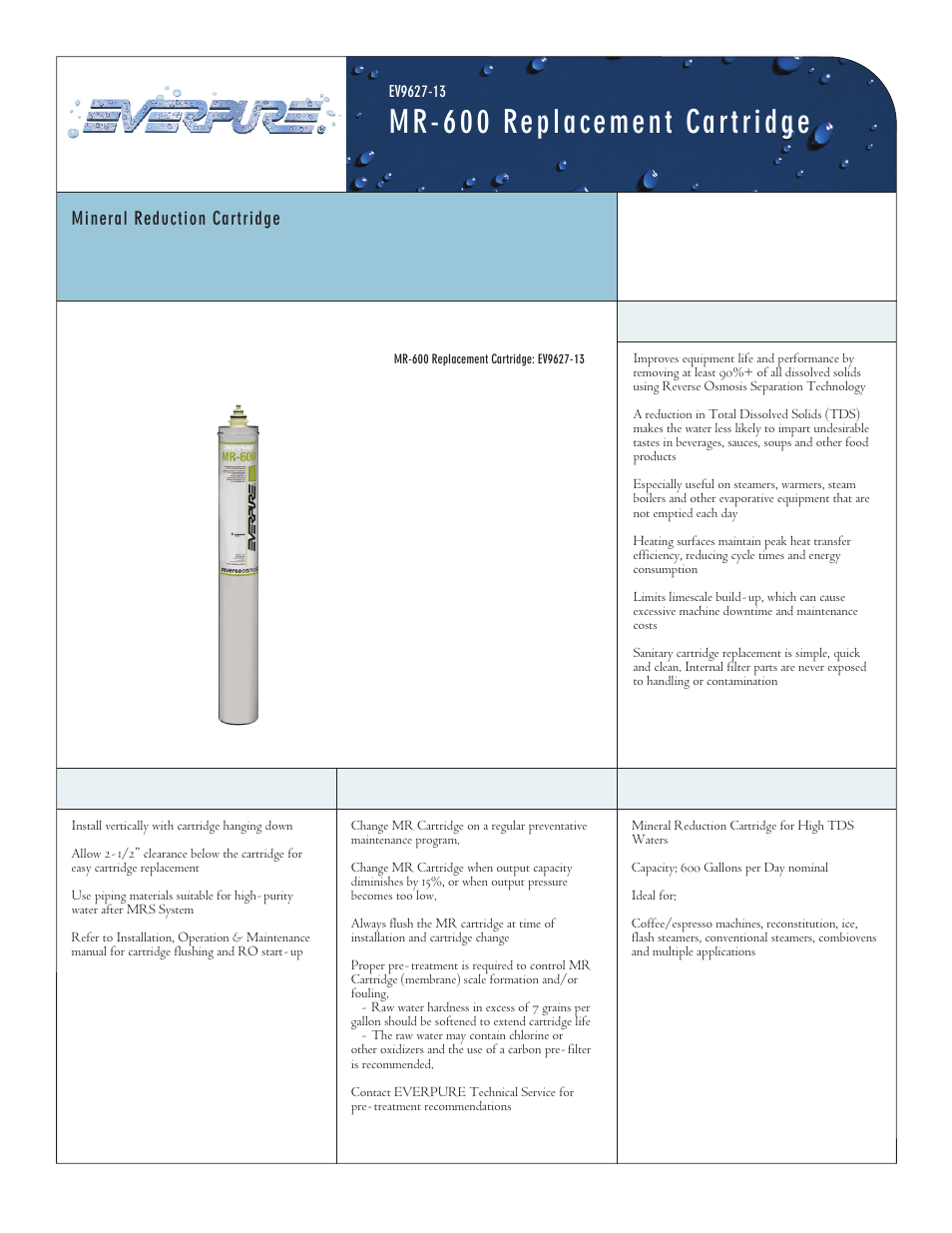 Everpure EV9627-13 User Manual | 2 pages