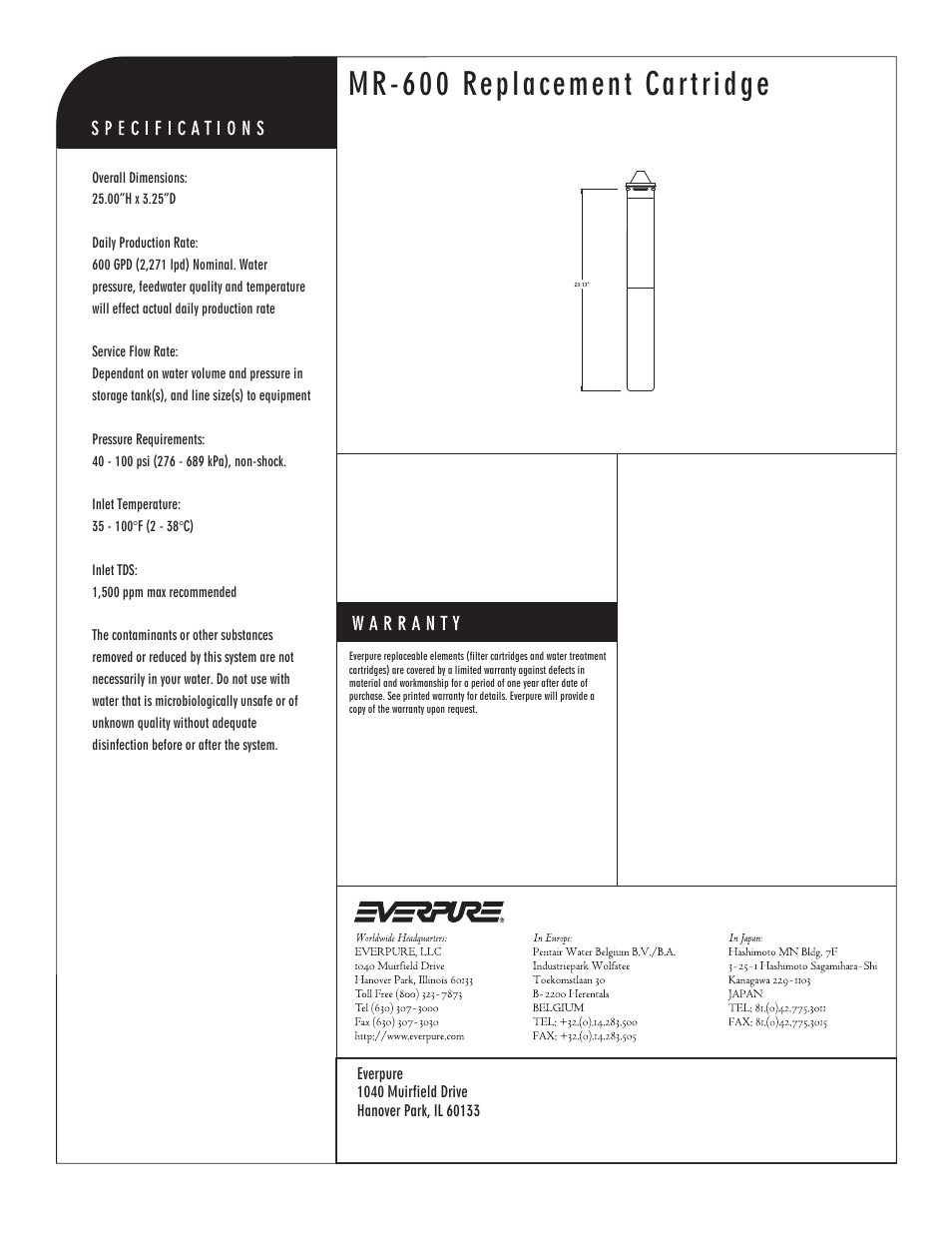 Mr-600 replacement cartridge | Everpure EV9627-13 User Manual | Page 2 / 2
