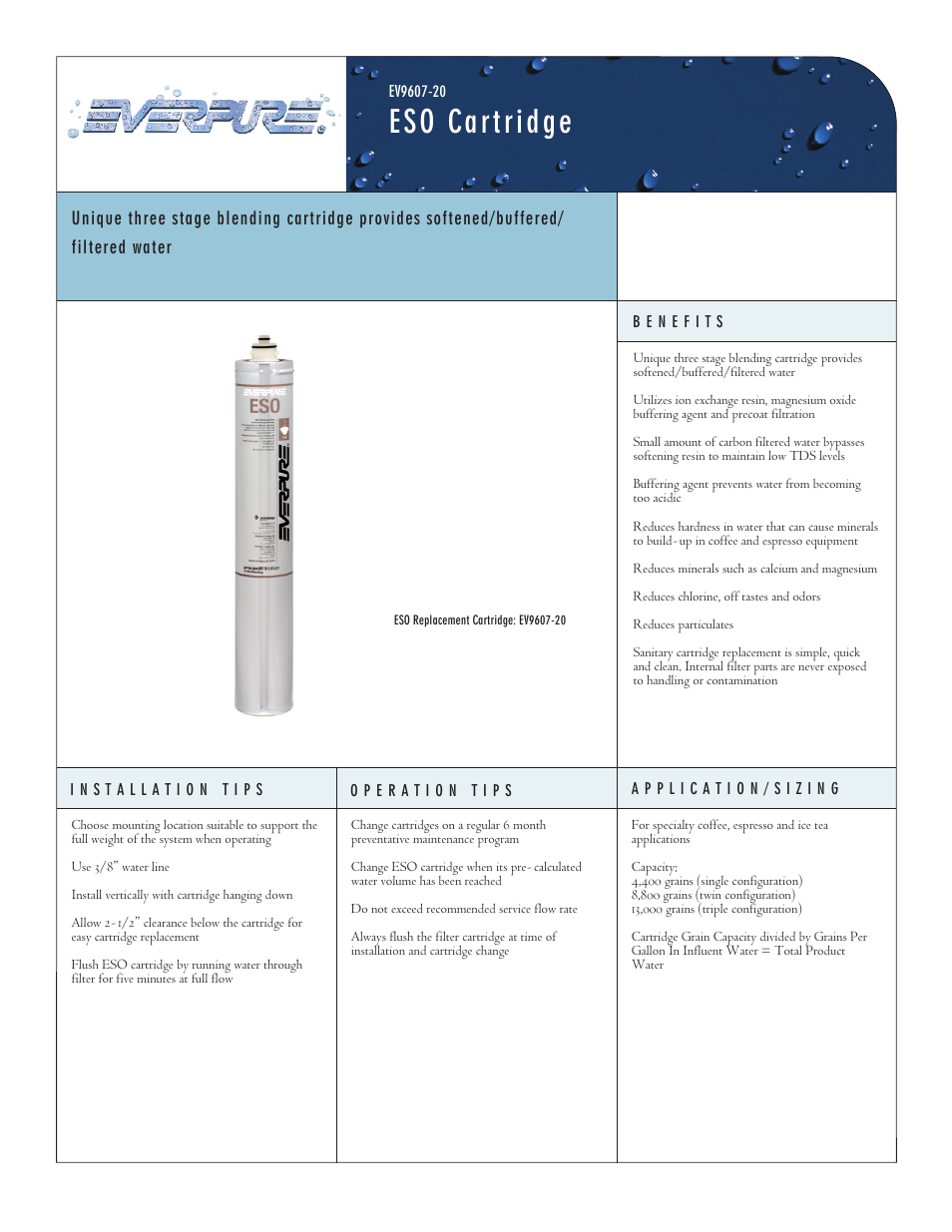 Everpure ESO Replacement Cartridge EV9607-20 User Manual | 2 pages