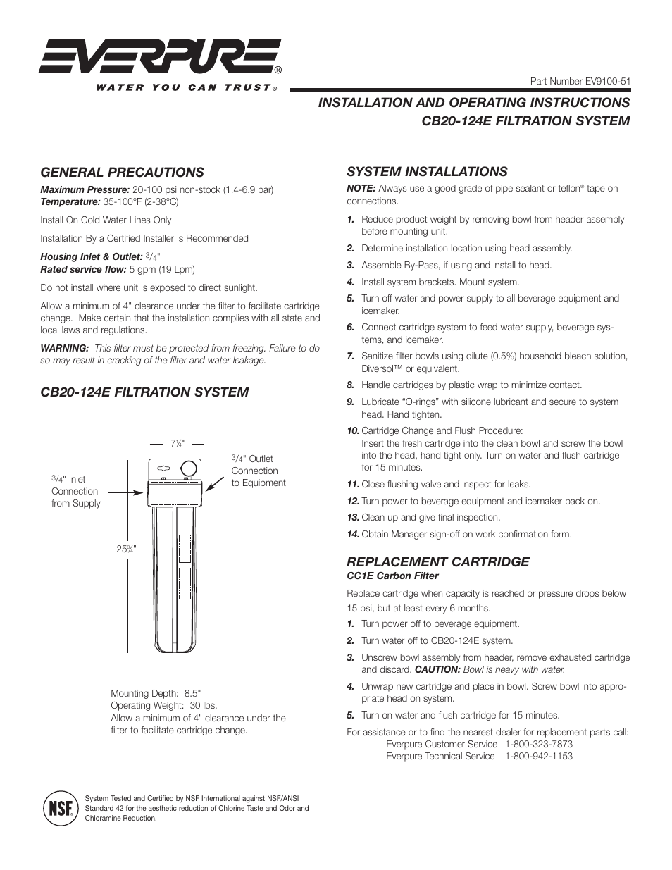 Everpure CB20-124E User Manual | 2 pages