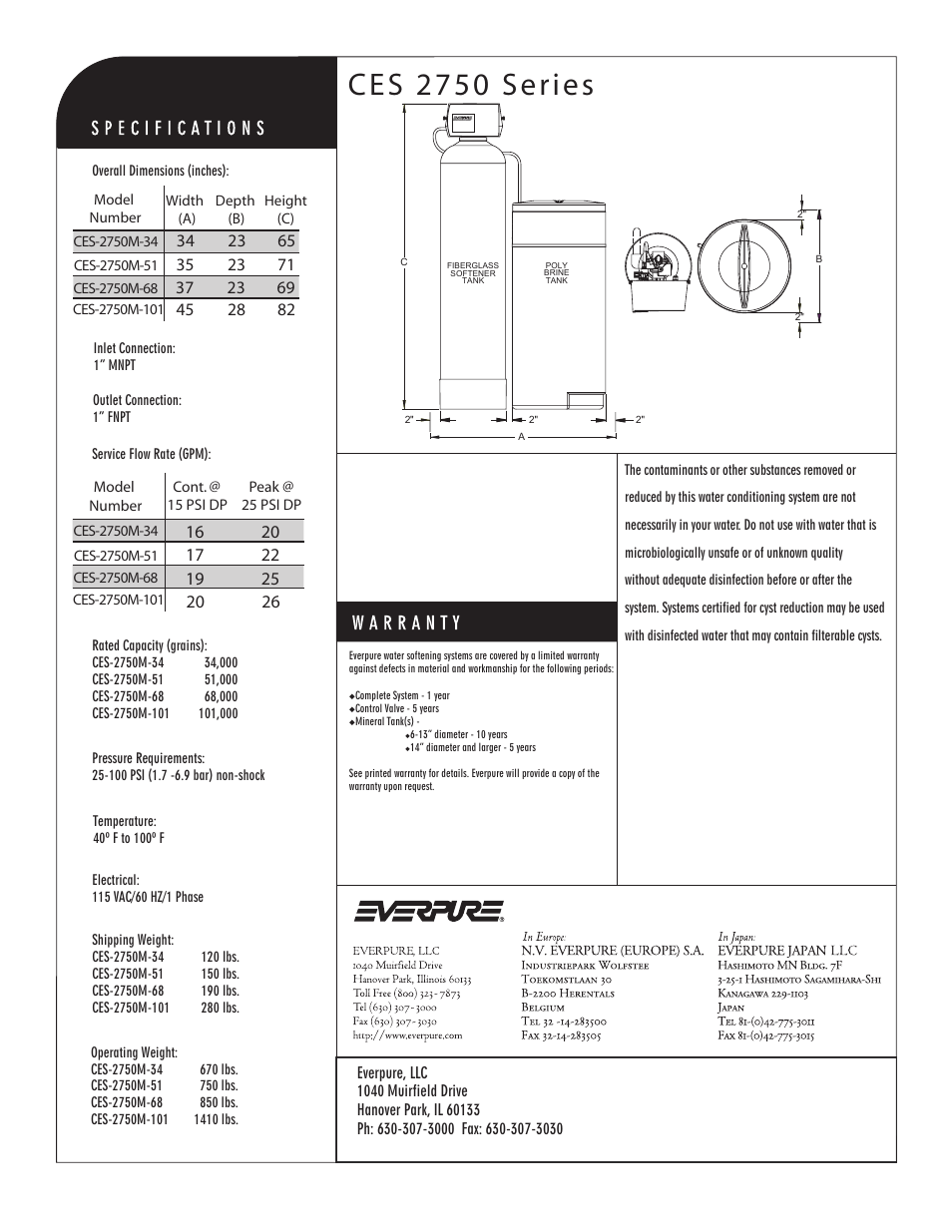 Ces 2750 series | Everpure CES-2750M-51 User Manual | Page 2 / 2