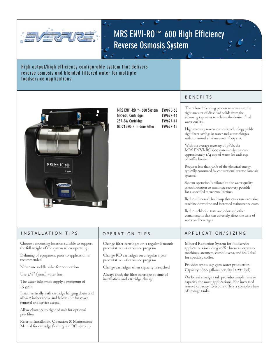 Everpure EV9627-15 User Manual | 2 pages