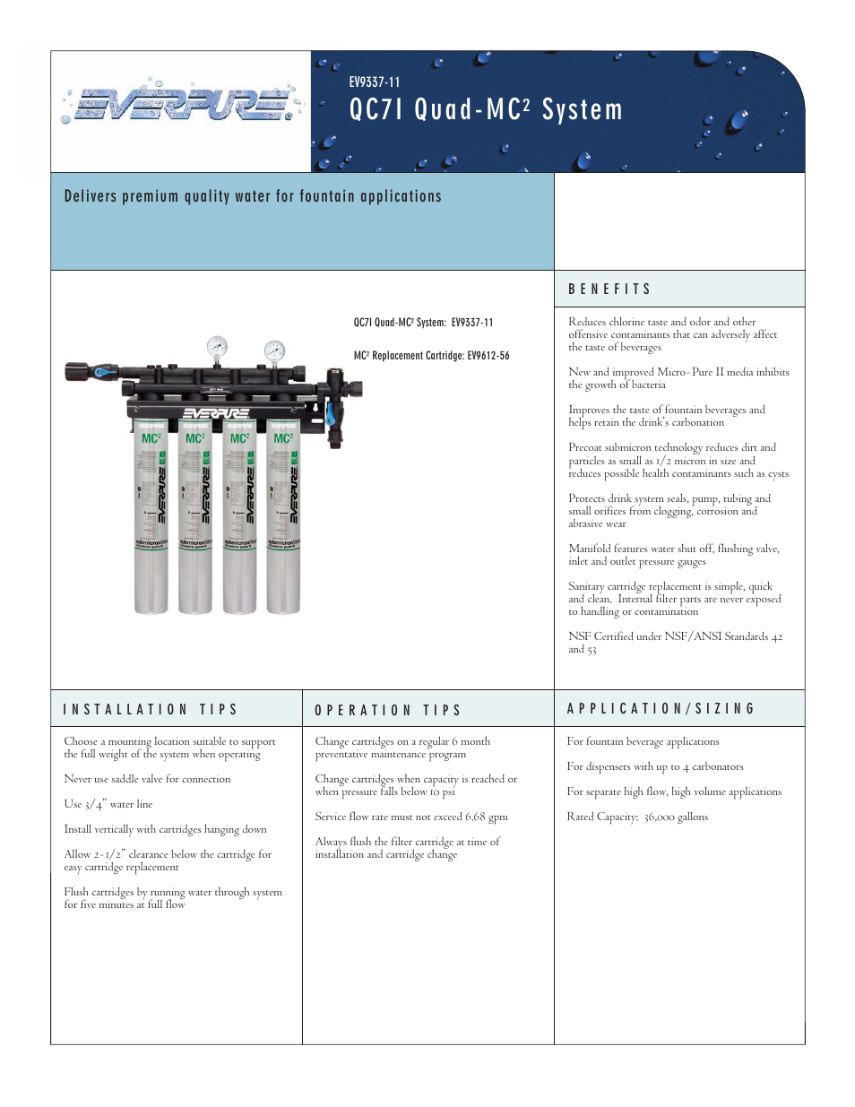 Everpure QC7I Quad-MC System EV9337-11 User Manual | 2 pages