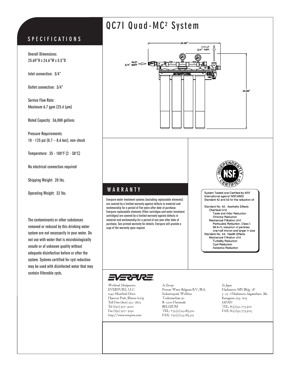 Qc7i quad-mc² system, Mc² precoat replacement catridge | Everpure QC7I Quad-MC System EV9337-11 User Manual | Page 2 / 2