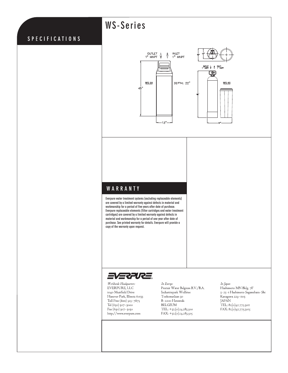 Ws-series, Ws series | Everpure EV9980-11 User Manual | Page 2 / 2