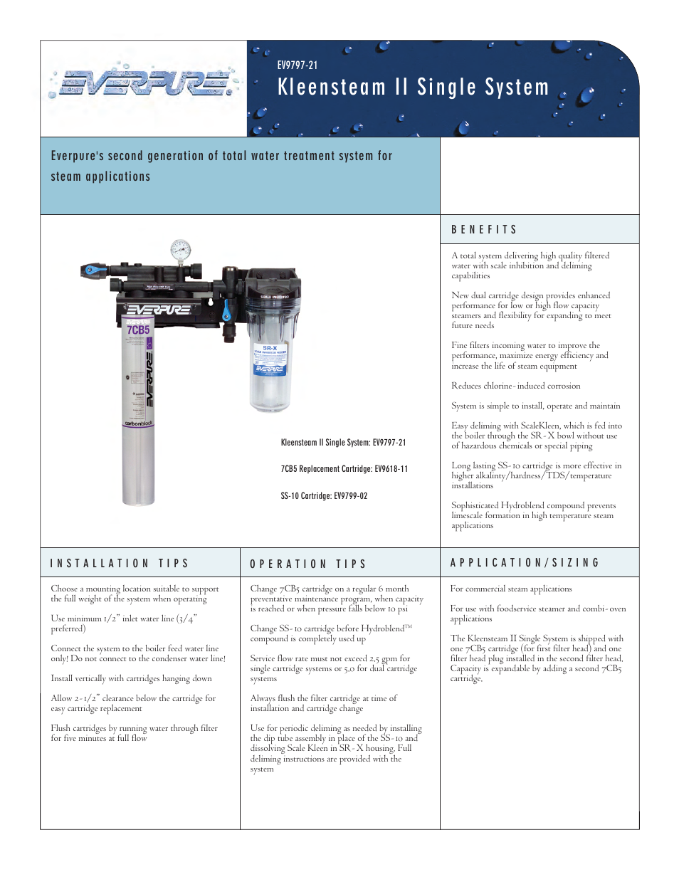 Everpure Kleensteam II Single System EV9618-11 User Manual | 2 pages