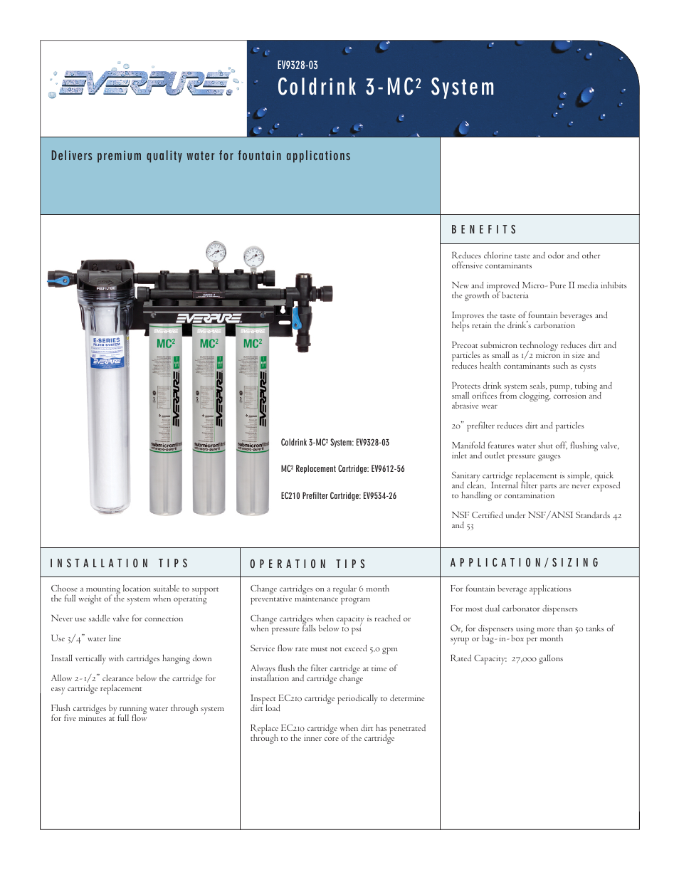 Everpure Coldrink 3-MC System EV9328-03 User Manual | 2 pages